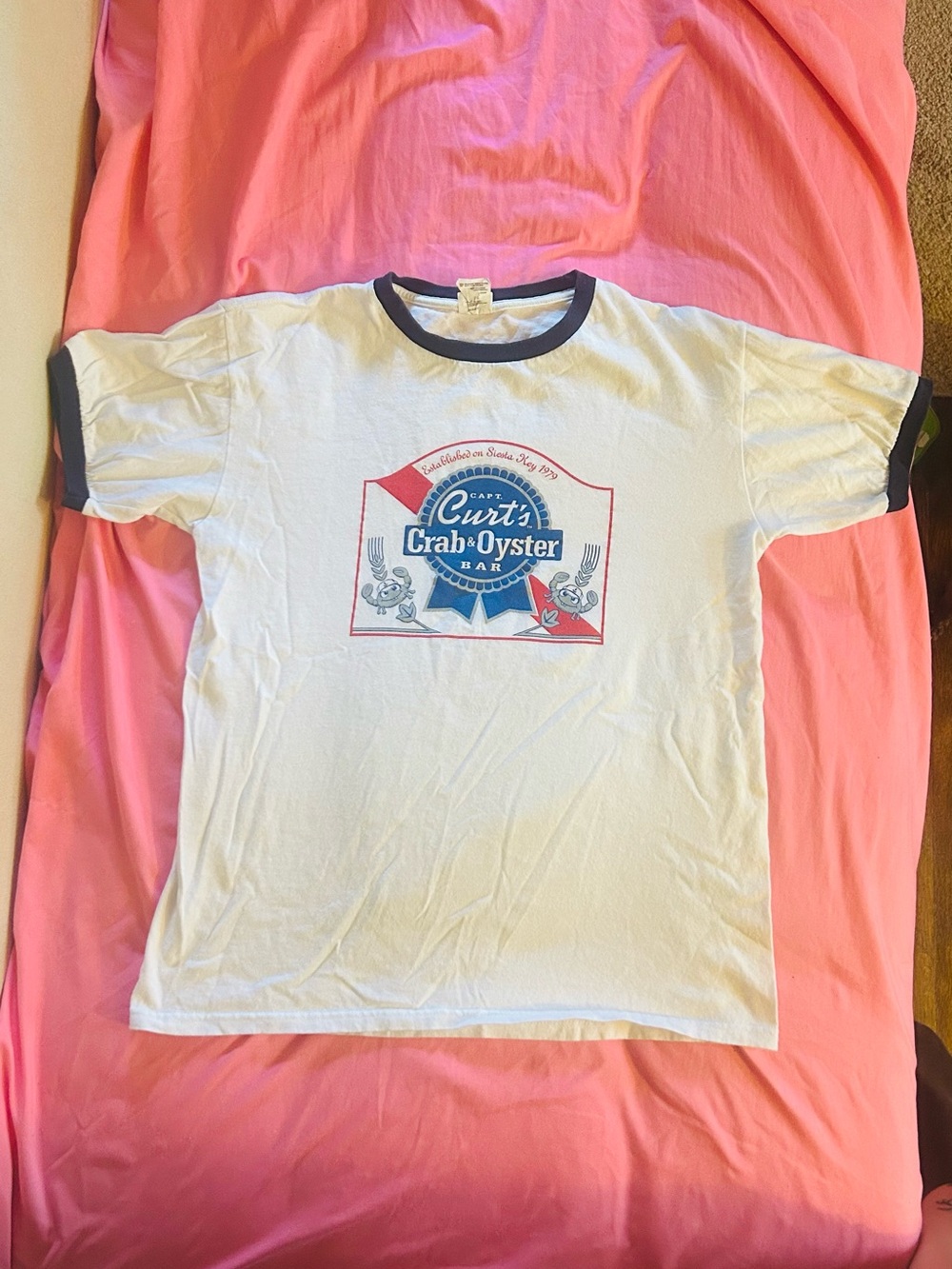 Vintage Curt’s Crab & Oyster PBR White Ringer Tee